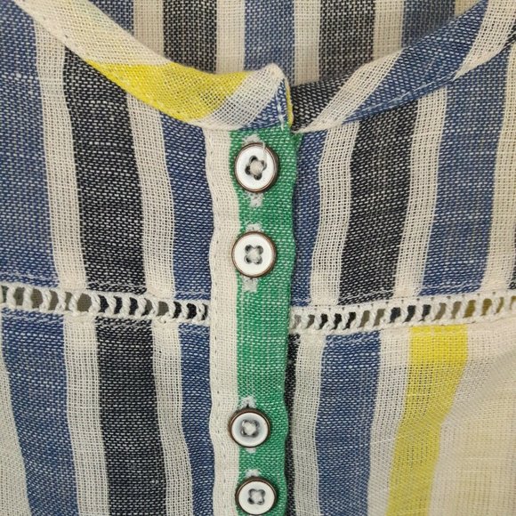 Anthropologie Mermaid Beach Tunic Top Striped Cotton Linen Blend Size Small - Picture 3 of 7